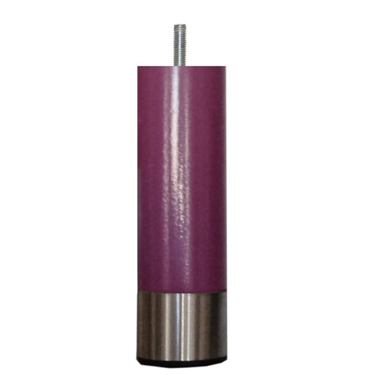 Pied de lit bois hetre Prune bague Inox