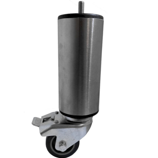 Pied de lit roulettes freins Inox 20 cm