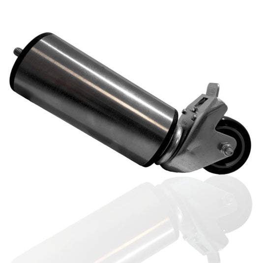 Pied de lit roulettes freins Inox 20 cm