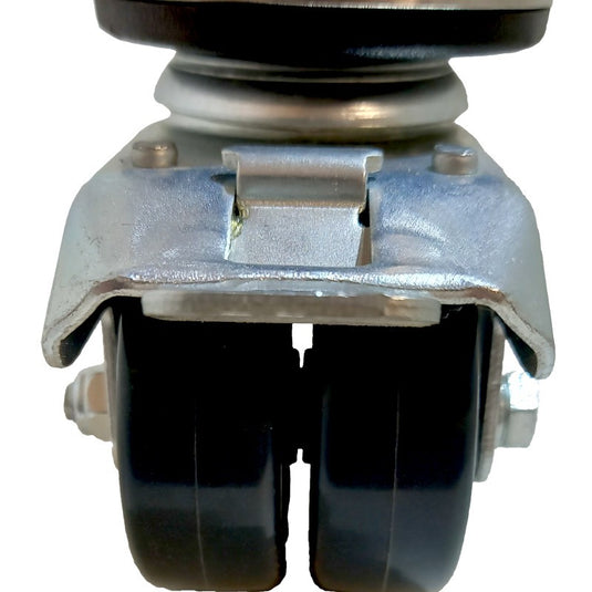 Pied de lit roulettes freins Inox 20 cm