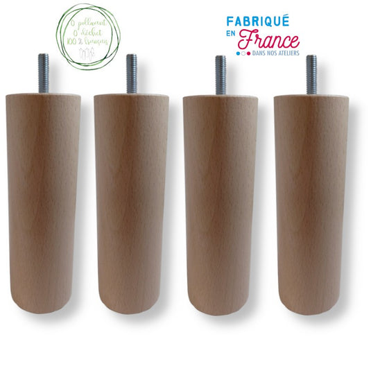 JEU DE 4 PIEDS DE LIT- BOIS VERNIS NATUREL