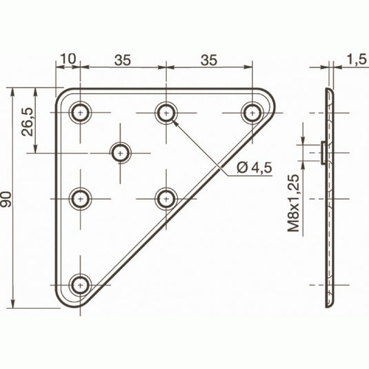 PLATINE TRIANGULAIRE DE FIXATION
