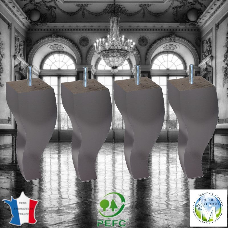 MARGOT Lot De 4 Pieds De Lit Olive Bois Vernis Naturel 15 Cm
